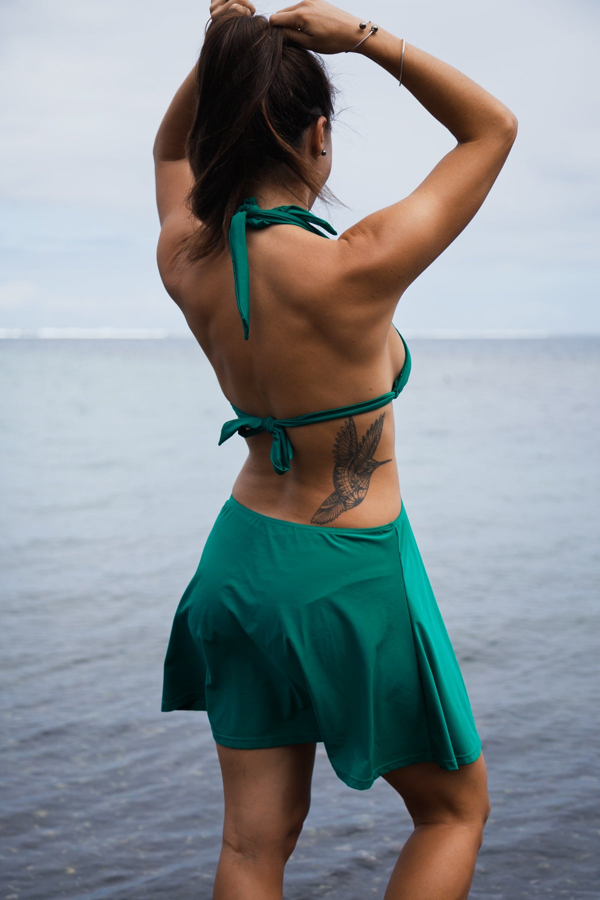 Ensemble maillot/robe 3 pièces, haut ajustable, bas au choix et jupe courte